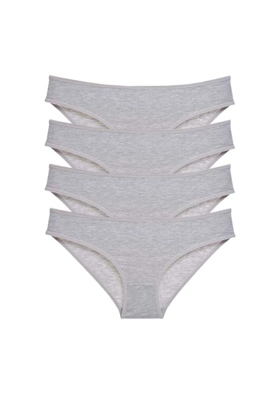 4 adet Süper Eko Set Likralı Kadın Slip Külot Gri ürün görseli 1