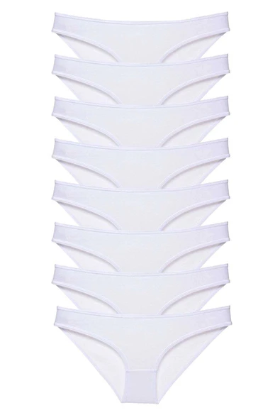 8 adet Süper Eko Set Likralı Kadın Slip Külot Beyaz ürün görseli 1