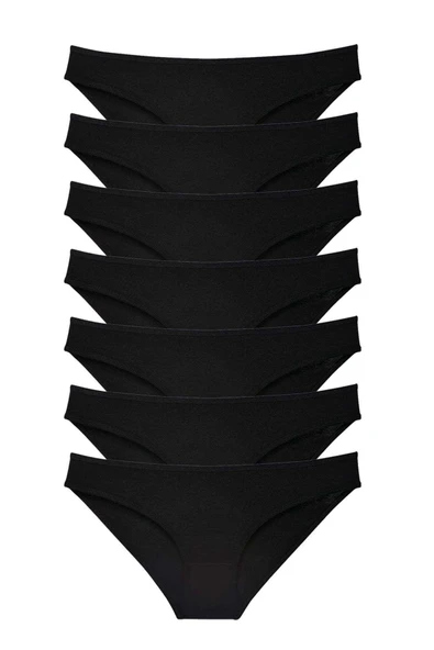 7 adet Süper Eko Set Likralı Kadın Slip Külot Siyah ürün görseli 1