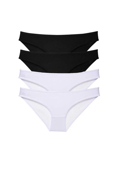 4 adet Eko Set Likralı Kadın Slip Külot Siyah Beyaz ürün görseli 1