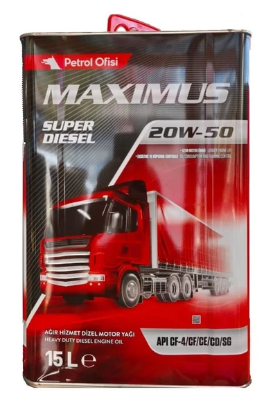 PETROL OFİSİ MAXİMUS SÜPER DİESEL 20W50 - 15 LİTRE TENEKE ürün görseli 1