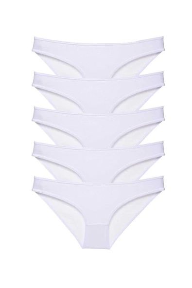 5 adet Süper Eko Set Likralı Kadın Slip Külot Beyaz ürün görseli 1