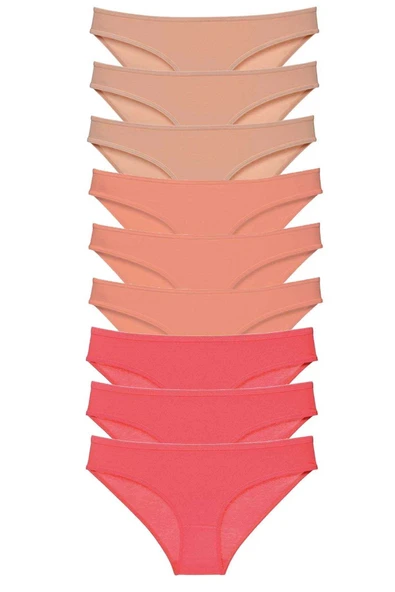 9 adet Süper Eko Set Likralı Kadın Slip Külot Ten Pudra Fuşya ürün görseli 1
