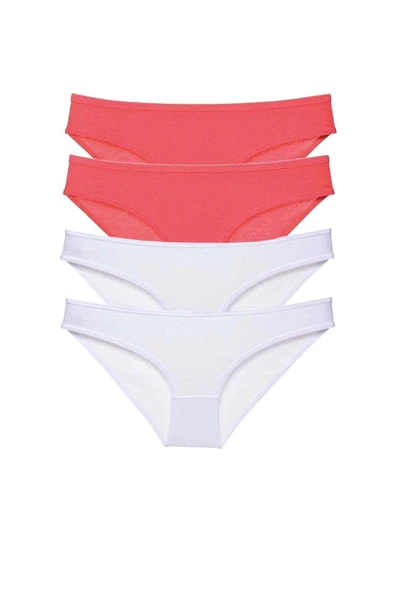 4 adet Eko Set Likralı Kadın Slip Külot Fuşya Beyaz ürün görseli 1
