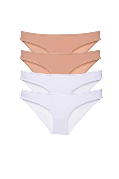 4 adet Süper Eko Set Likralı Kadın Slip Külot Ten Beyaz ürün görseli 1