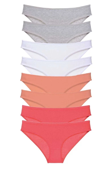 8 adet Süper Eko Set Likralı Kadın Slip Külot Gri Beyaz Pudra Fuşya ürün görseli 1