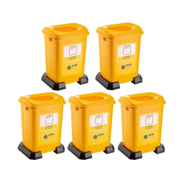 Omnipazar SY-4395 Sıfır Atık Plastik Geri Dönüşüm Çöp Kutusu 50 lt Sarı 5 Adet ürün görseli 1