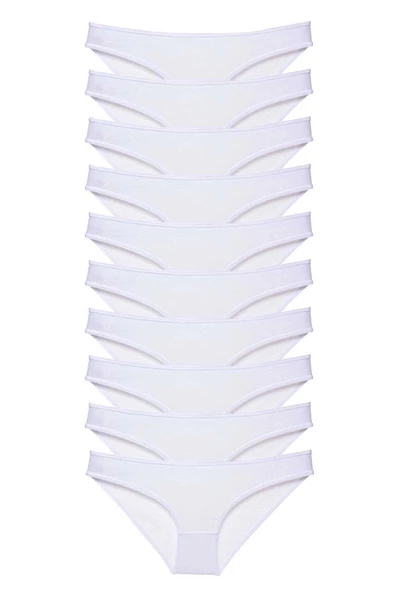 10 adet Süper Eko Set Likralı Kadın Slip Külot Beyaz ürün görseli 1