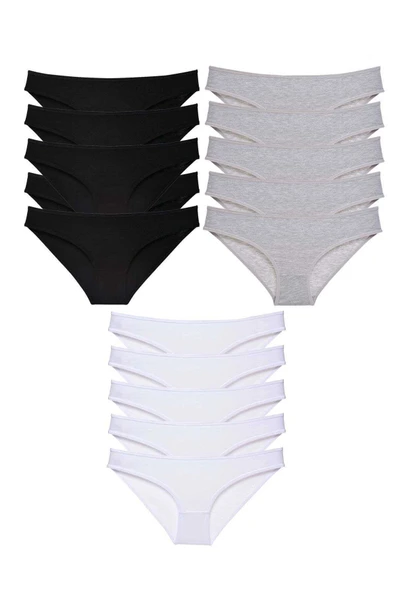 15 adet Süper Eko Set Likralı Kadın Slip Külot Siyah Gri Beyaz ürün görseli 1