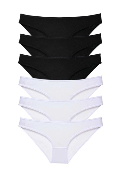 6 adet Eko Set Likralı Kadın Slip Külot Siyah Beyaz ürün görseli 1