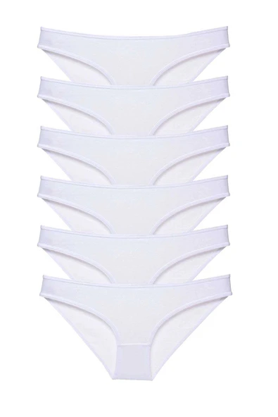 6 adet Süper Eko Set Likralı Kadın Slip Külot Beyaz ürün görseli 1