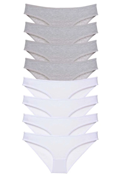 8 adet Süper Eko Set Likralı Kadın Slip Külot Gri Beyaz ürün görseli 1