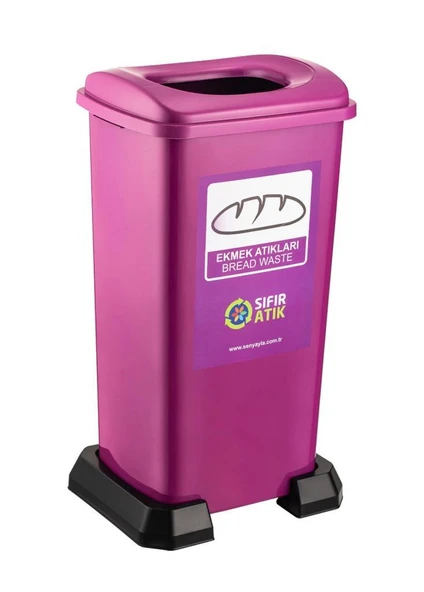 Omnipazar SY-4398 Sıfır Atık Ekmek Geri Dönüşüm Çöp Kutusu 70 lt Mor 5 Adet - Resim 3