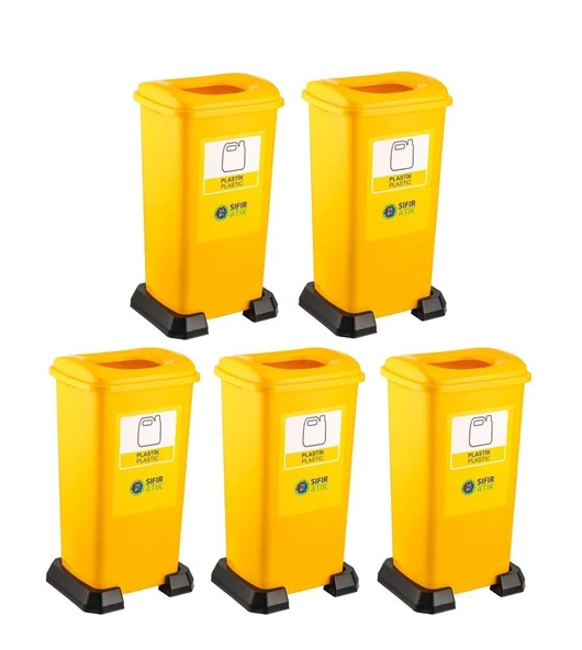 Omnipazar SY-4398 Sıfır Atık Plastik Geri Dönüşüm Çöp Kutusu 70 lt Sarı 5 Adet ürün görseli 1