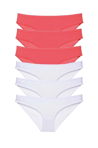 6 adet Eko Set Likralı Kadın Slip Külot Fuşya Beyaz ürün görseli 1