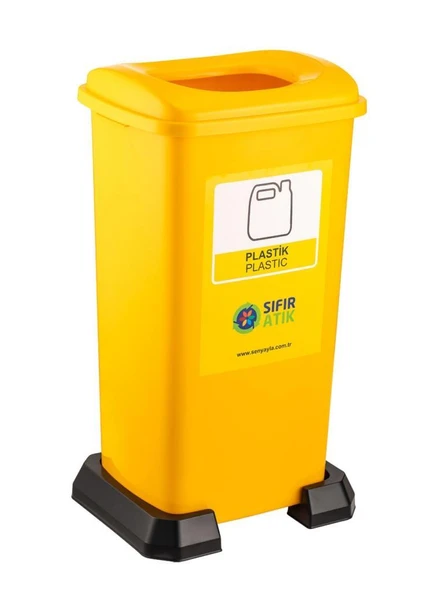 Omnipazar SY-4398 Sıfır Atık Plastik Geri Dönüşüm Çöp Kutusu 70 lt Sarı 5 Adet - Resim 3