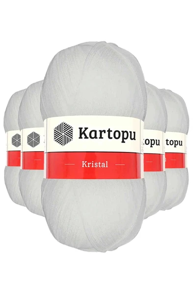5 Adet Kristal Çift Katlı El Örgü Lif İpi Beyaz K010 ürün görseli 1