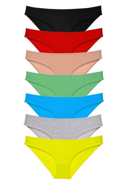 7 adet Süper Eko Set Likralı Kadın Slip Külot Çok Renkli ürün görseli 1