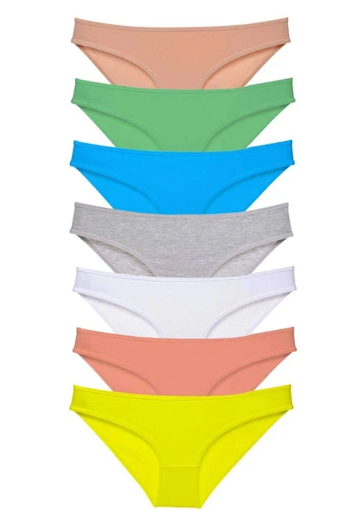 7 adet Süper Eko Set Likralı Kadın Slip Külot Çok Renkli ürün görseli 1