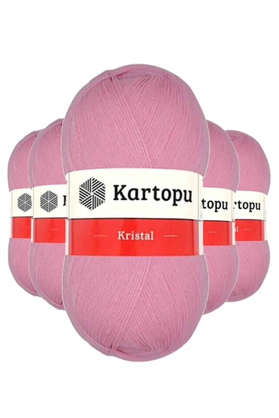 5 Adet Kristal Çift Katlı El Örgü Lif İpi Pembe K774 ürün görseli 1