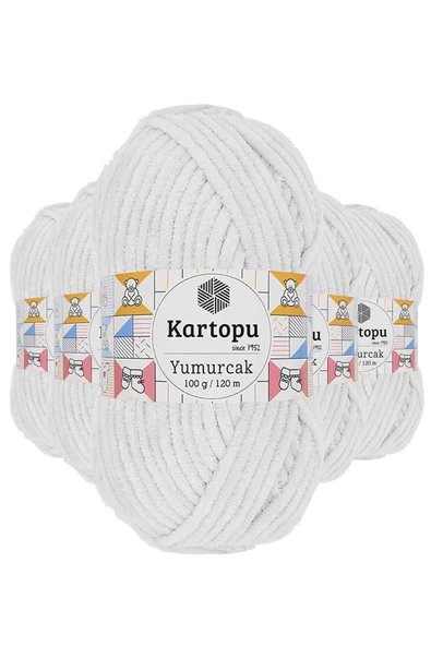 5 Adet Yumurcak Kadife El Örgü İpi Kar Beyaz K010 ürün görseli 1