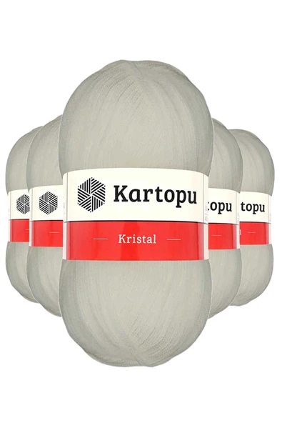 5 Adet Kristal Çift Katlı El Örgü Lif İpi Ekru K013 ürün görseli 1