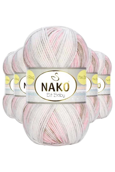 5 Adet Mini Batik Bebe El Örgü İpi Kahveli Pembe 32463 ürün görseli 1