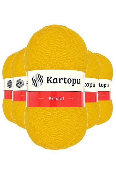 5 Adet Kristal Çift Katlı El Örgü Lif İpi Koyu Sarı K320 ürün görseli 1