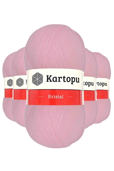 5 Adet Kristal Çift Katlı El Örgü Lif İpi Bebe Pembe K788 ürün görseli 1