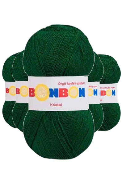 5 Adet Kristal El Örgü Lif İpi Koyu Yeşil 98596 ürün görseli 1