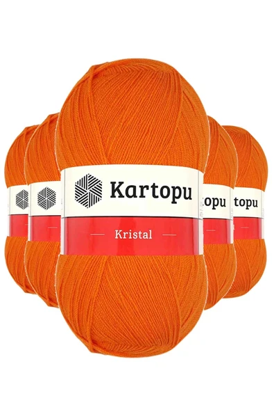 5 Adet Kristal Çift Katlı El Örgü Lif İpi Turuncu K210 ürün görseli 1