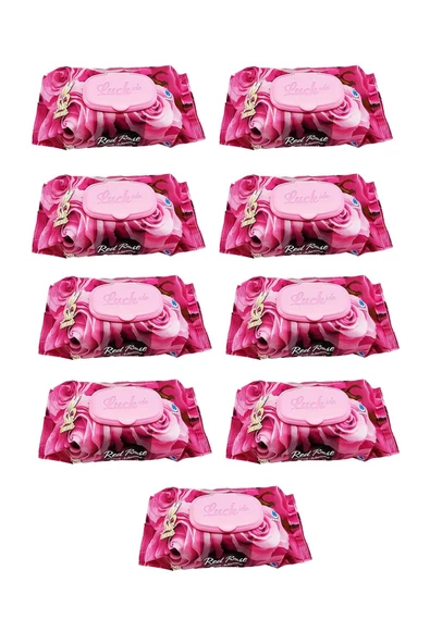 9 Paket Red Rose Islak Havlu Mendil 90 Adet Kapaklı Gül Kokulu ürün görseli 1