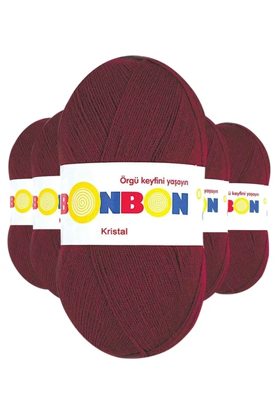 5 Adet Kristal El Örgü Lif İpi Bordo 98220 ürün görseli 1