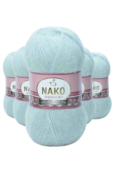 5 Adet Angora Lüks El Örgü İpi Saraylı Mint 10471 ürün görseli 1