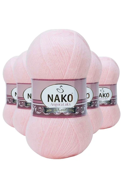 5 Adet Angora Lüks El Örgü İpi Pembe 11502 ürün görseli 1