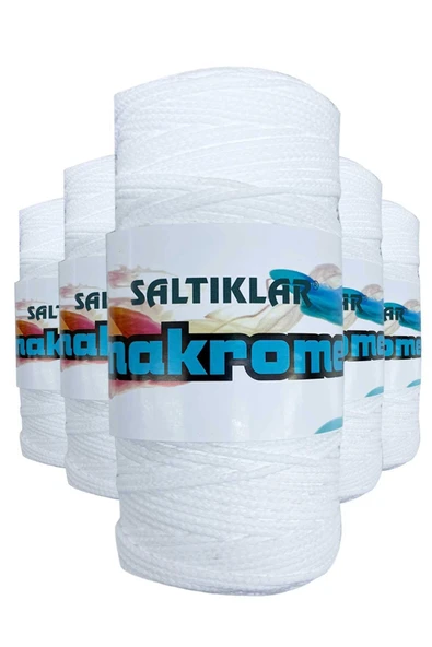 5 Adet Polyester Makrome İpi 10 Kar Beyaz 100 gr ürün görseli 1