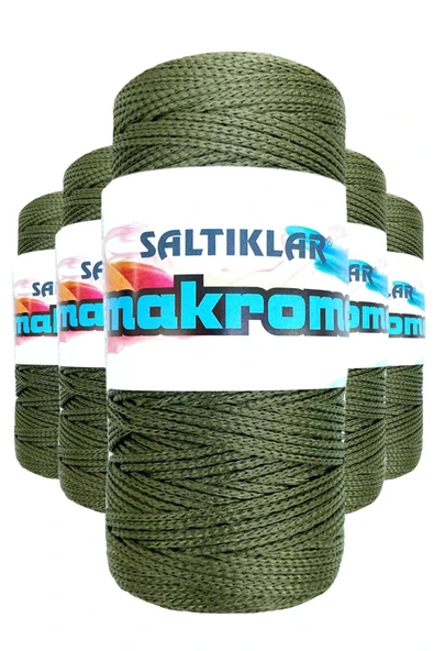 5 Adet Polyester Makrome İpi 2860 Haki Yeşil 100 gr ürün görseli 1