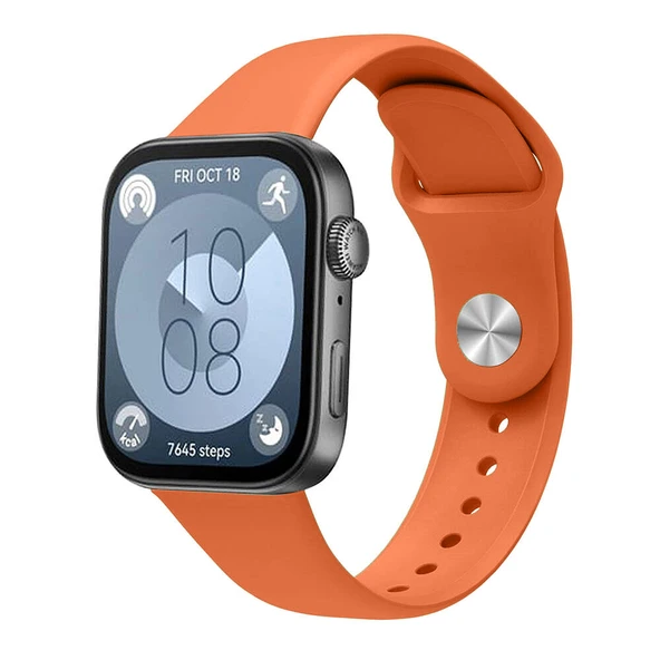 Huawei Watch Fit 3 İle Uyumlu PureLux Tam Uyumlu Yumuşak Soft Silikon Kordon  Turuncu ürün görseli 1