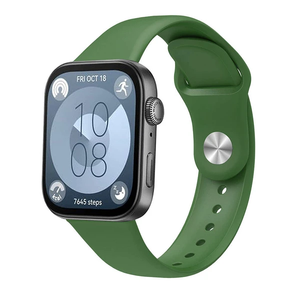 Huawei Watch Fit 3 İle Uyumlu PureLux Tam Uyumlu Yumuşak Soft Silikon Kordon  Haki ürün görseli 1