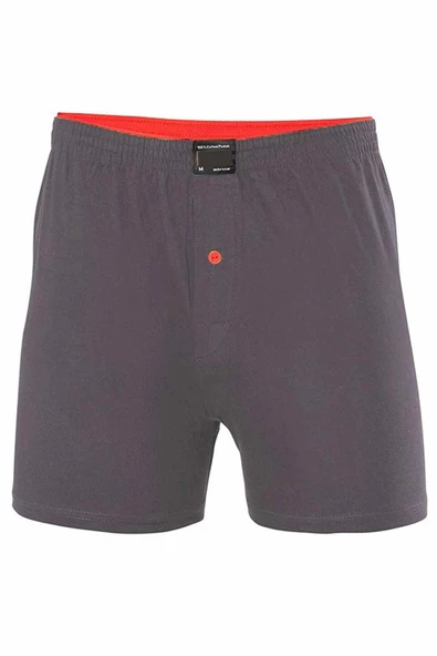 Düğmeli Pamuklu Erkek Penye Boxer Büyük Beden Füme - 1278A ürün görseli 1
