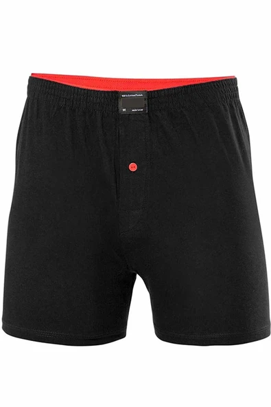 Düğmeli Pamuklu Erkek Penye Boxer Büyük Beden Siyah - 1278A ürün görseli 1