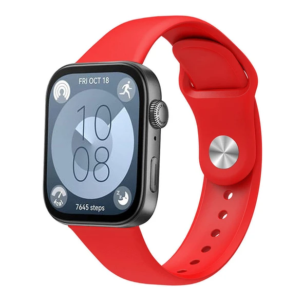 Huawei Watch Fit 3 İle Uyumlu PureLux Tam Uyumlu Yumuşak Soft Silikon Kordon  Kırmızı ürün görseli 1