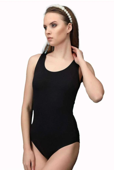 Elit Life Geniş Askılı Kadın Dikişsiz Çıtçıtlı Slip Body Siyah 878 ürün görseli 1