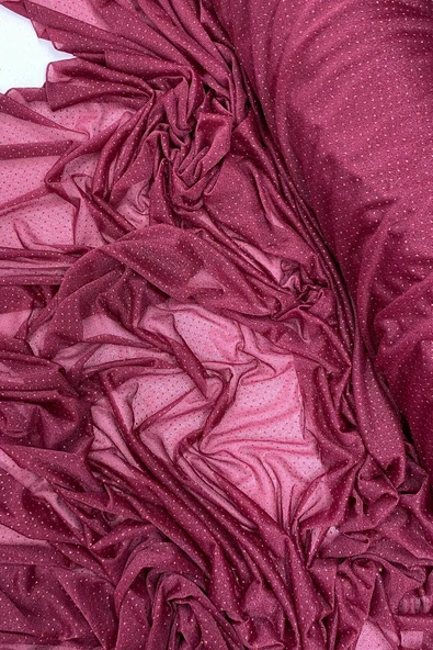 Yağmur Damlası Simli Abiye Elbise Şallık Tül Kumaş Bordo 23 ürün görseli 1