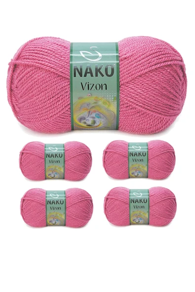 5 Adet Vizon Premium Akrilik El Örgü İpi Yünü Renk No:180 Kuru Gül ürün görseli 1