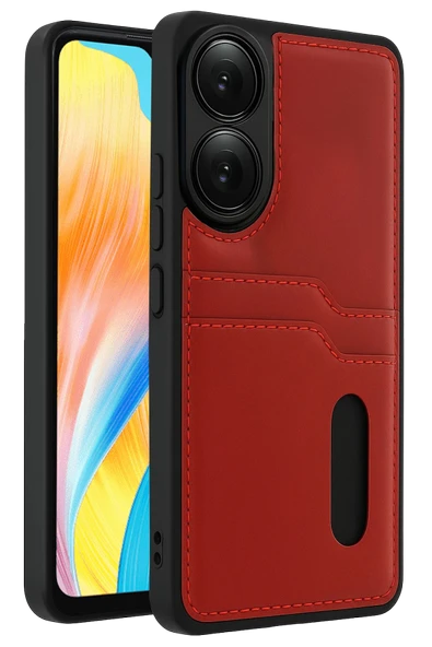 Zipax Oppo A38 Kılıf Kartlıklı Deri Görünüm Silikon Azn-Sara ürün görseli 1