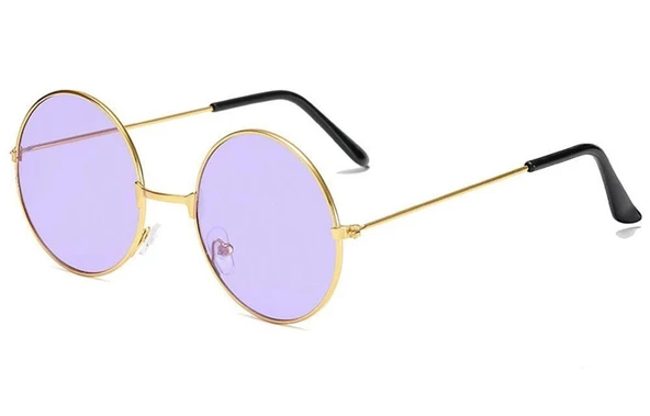 Yuvarlak Cam John Lennon Tarzı Gold Çerçeveli Mor Gözlük ürün görseli 1