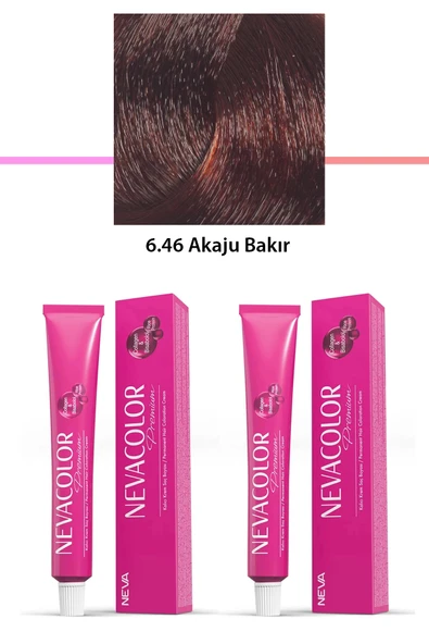 2 li Set Premium 6.46 Akaju Bakır - Kalıcı Krem Saç Boyası 2 X 50 g Tüp ürün görseli 1