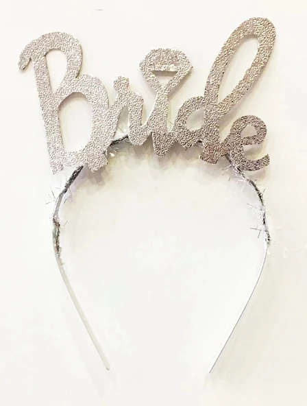 Gümüş Renk Bekarlığa Veda İtalik Yazı Alyanslı Bride Taç ürün görseli 1
