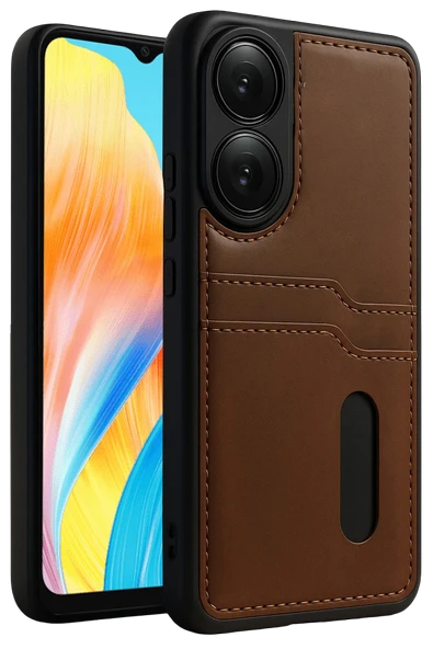 Zipax Oppo A38 Kılıf Kartlıklı Deri Görünüm Silikon Azn-Sara ürün görseli 1
